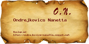 Ondrejkovics Nanetta névjegykártya